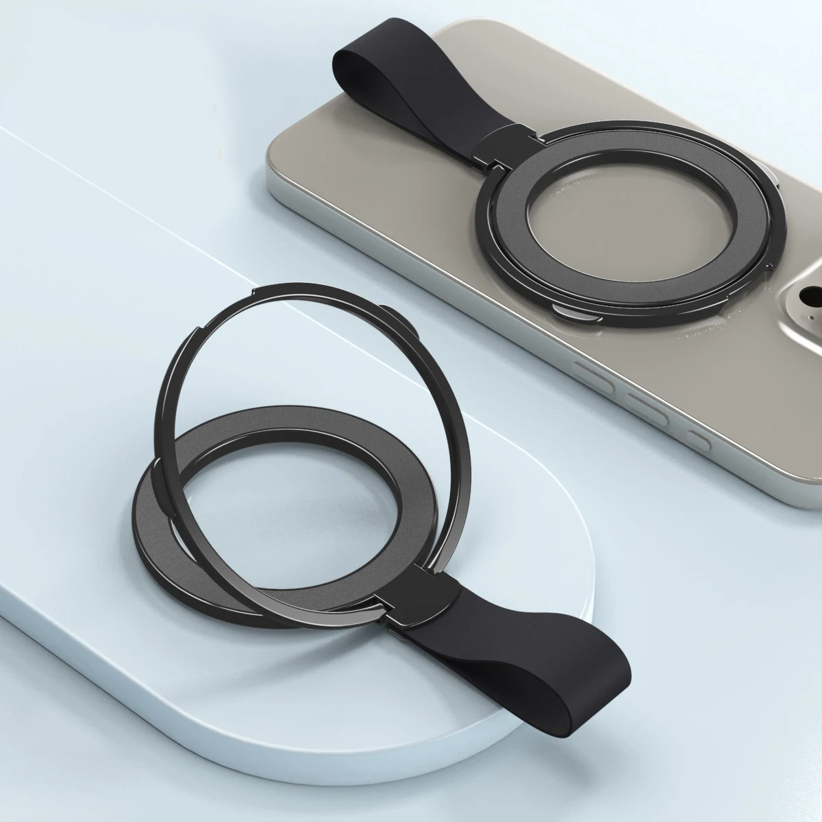 Universal Super Strong Magnetic Mobile Phone Holder Accessories Magnet Ring Stand with Strap Bracket For MagSafe iPhone 16 15 14