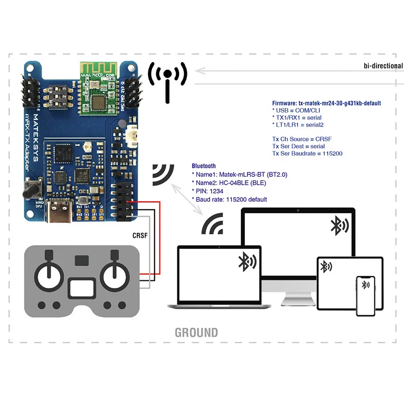 Récepteur radio MR24 avec fils et connecteurs, inclus dans le lot TX/RX pour drone