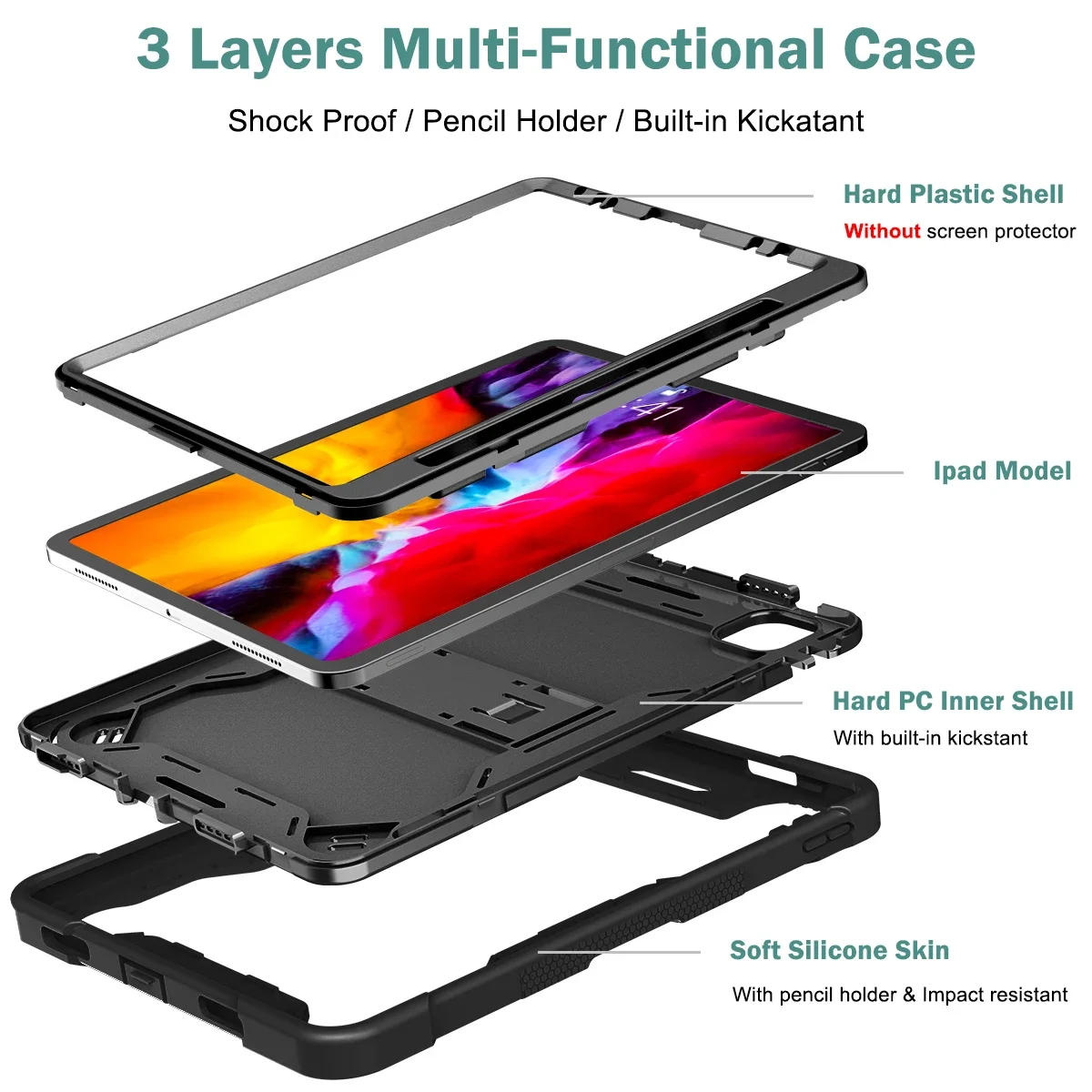 Ultimate Shockproof Kickstand Case with Apple Pencil Charging Support