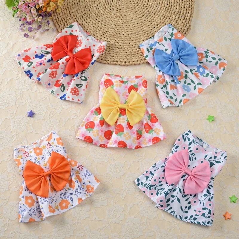 Frühlings-Prinzessinnenkleid für Hunde, Katzenrock, süßes Sommerkleid für Hunde mit Schleife und Spitze für kleine und mittelgroße Welpen, Pudel und Chihuahuas_voghion.com