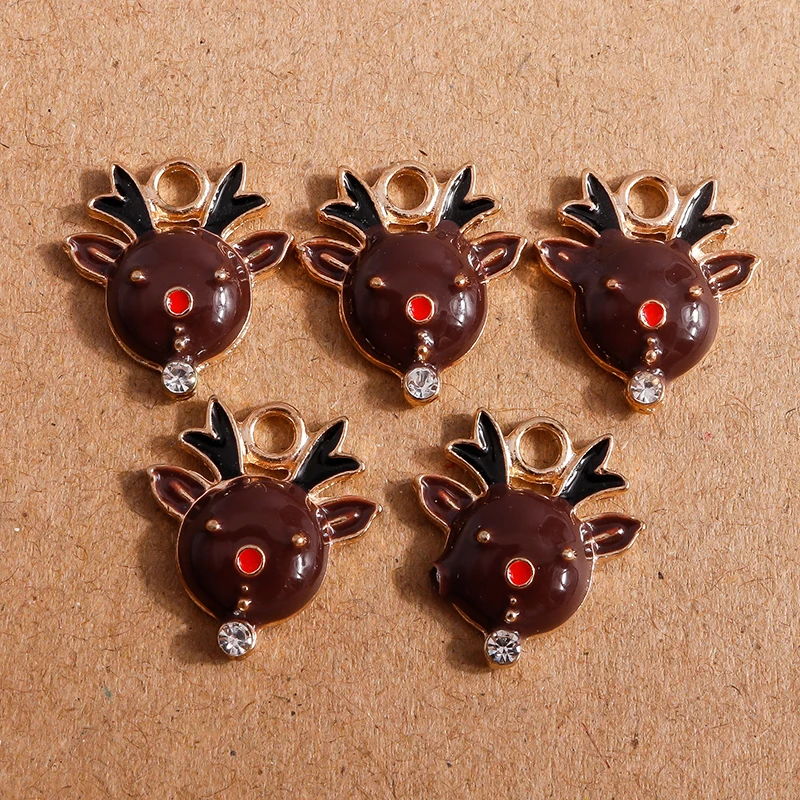 

10pcs Cute Cartoon Enamel Christmas Elk Charms Deer Pendants for Jewelry Making Earrings Necklace DIY Accessories Findings