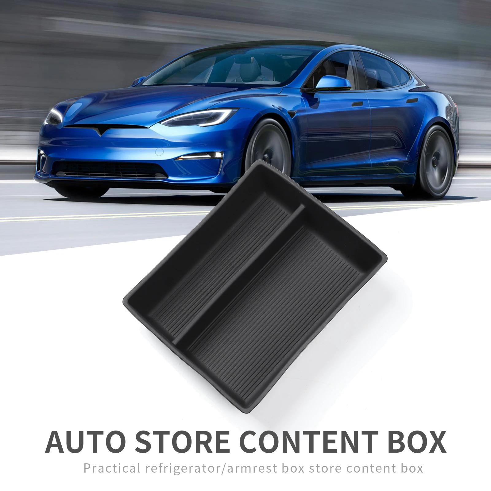 

ZUNDUO Center Console Armrest Storage Box for Tesla Model S 2022 2023 Car Central Tray Organizer Tidying Accessories Silica gel