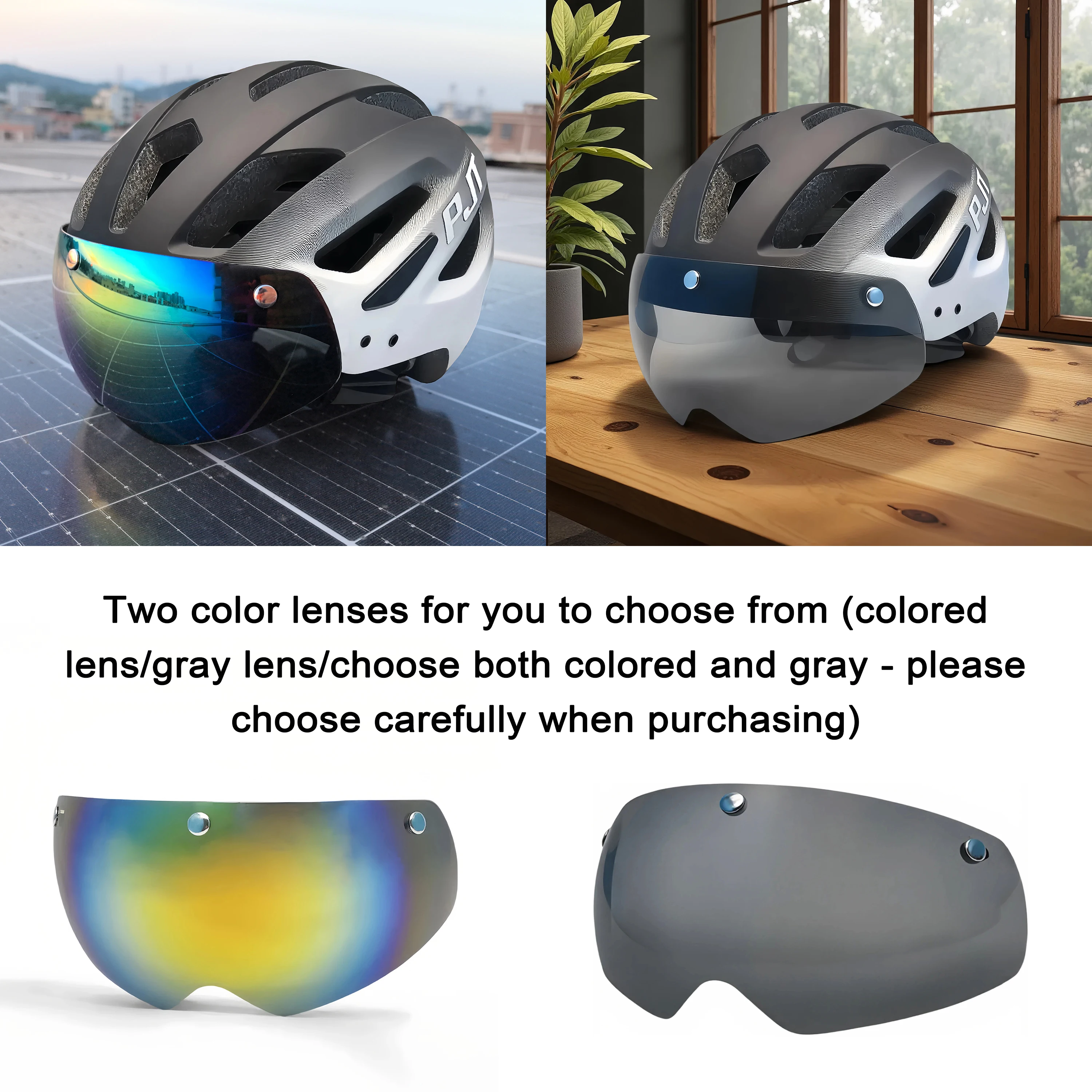 PJT Neuer Fahrradhelm mit Licht für Straße und MTB, Mountainbike-Brille / Sonnenschutz-Helm L für Männer und Frauen, Fahrradhelm mit Sonnenschutz – Detail 7