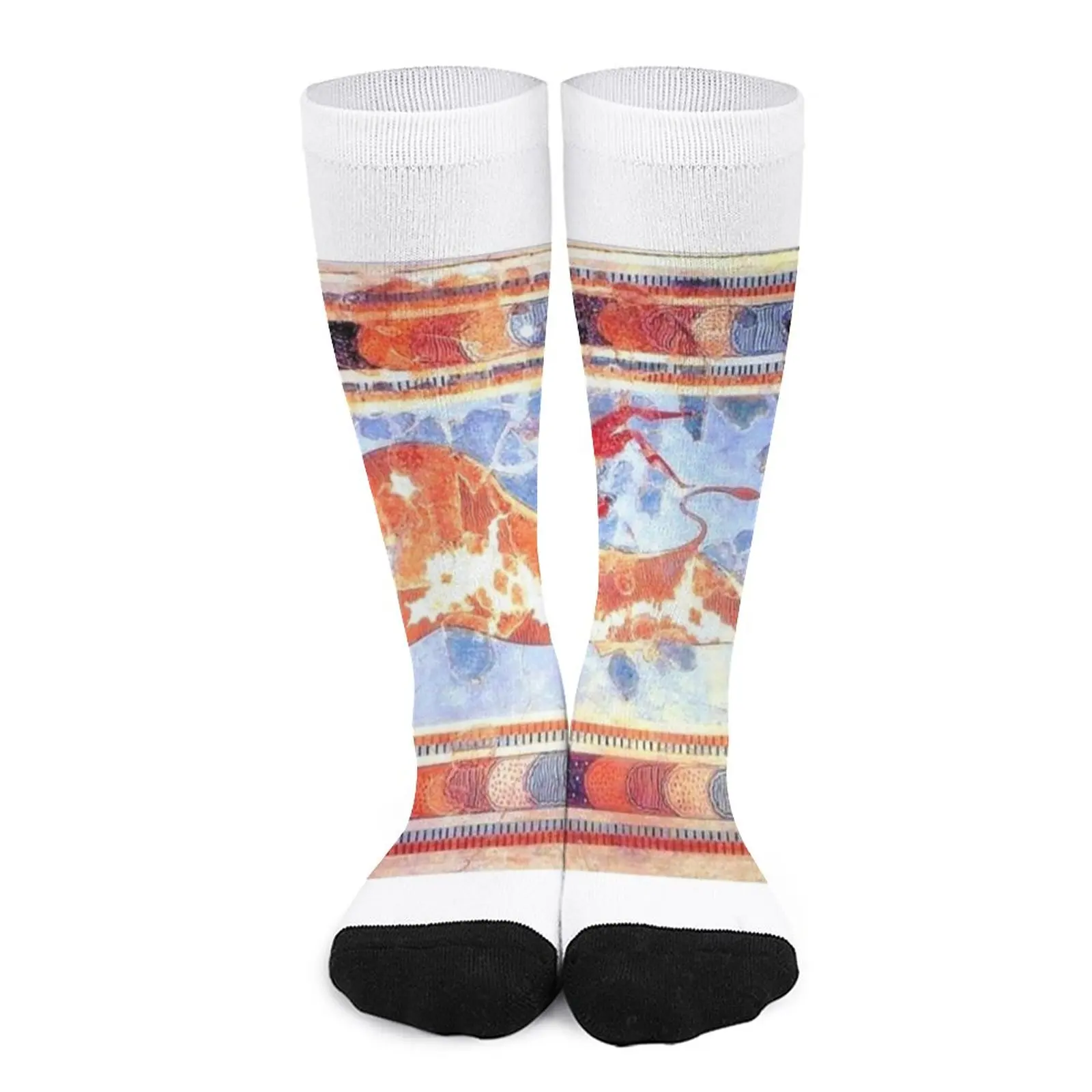 Minoan Bull Leaping Fresco Socks Hiking boots funny socks for men men socks sports and leisure jojo s bizarres adventures josukes clouds funny socks funny man socks hiking