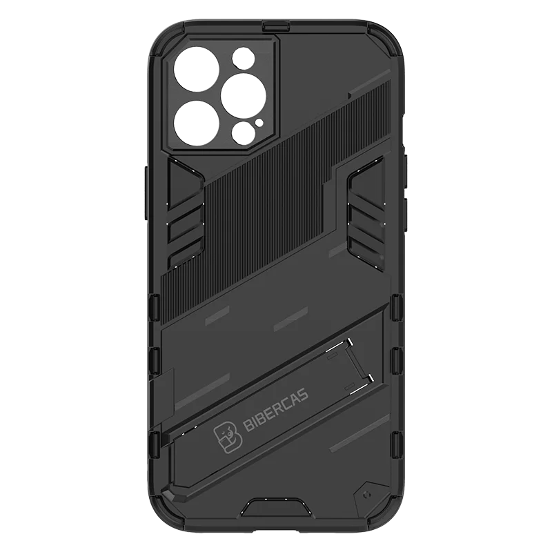 Armor Matte Shockproof Phone Case with Holder - Soft TPU + Hard PC