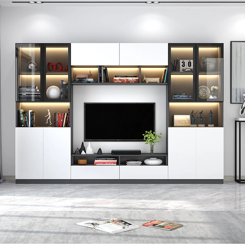 Living Room Integrated Tv Wall Modern Simple Combination Bookcase Vertical