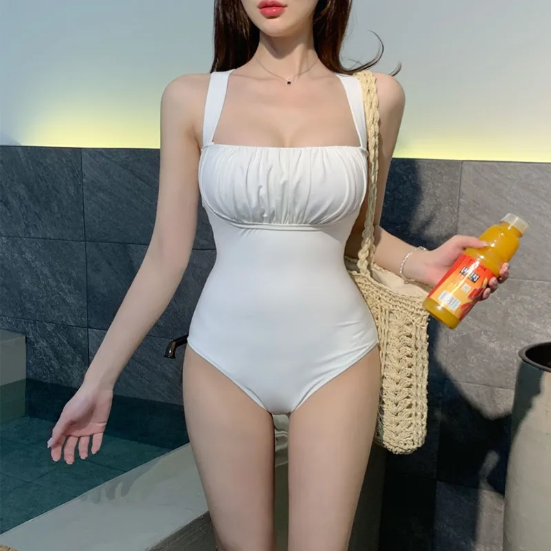 

2024 черный купальник с длинным рукавом, женский сексуальный слитный купальник пуш-ап, корейский монокини для похудения, пляжный купальный костюм