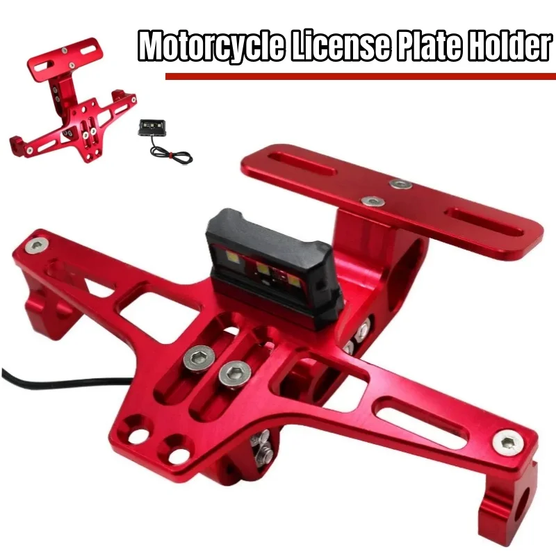 Motorcycle License Plate Holder with LED Light Universal Number Plate Bracket For Yamaha MT07 MT09 MT10 Kawasaki Z750 Z800 Honda