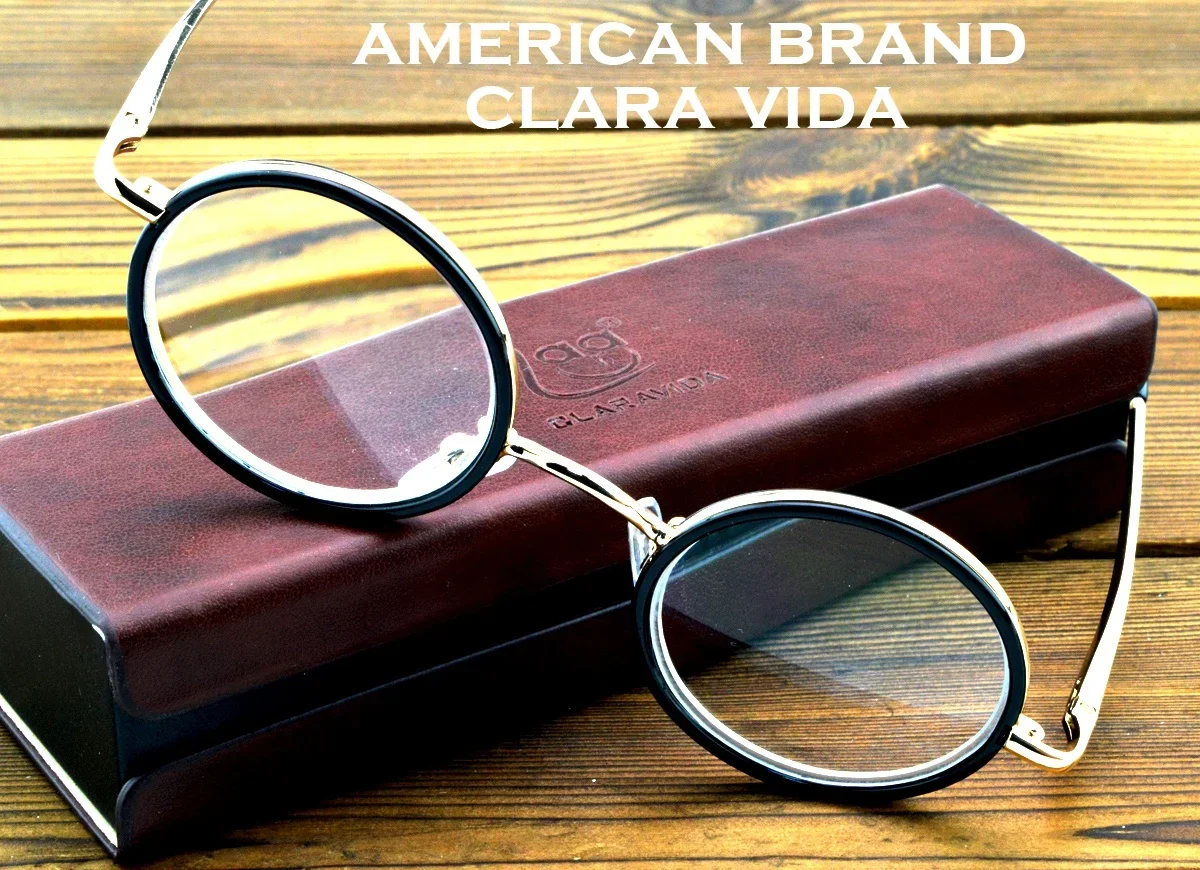 

= CLARA VIDA = classic Retro round Reading glasses high-quality alloy black luxury frame with case +1 +1.5 +2 +2.5 +3 +3.5 +4