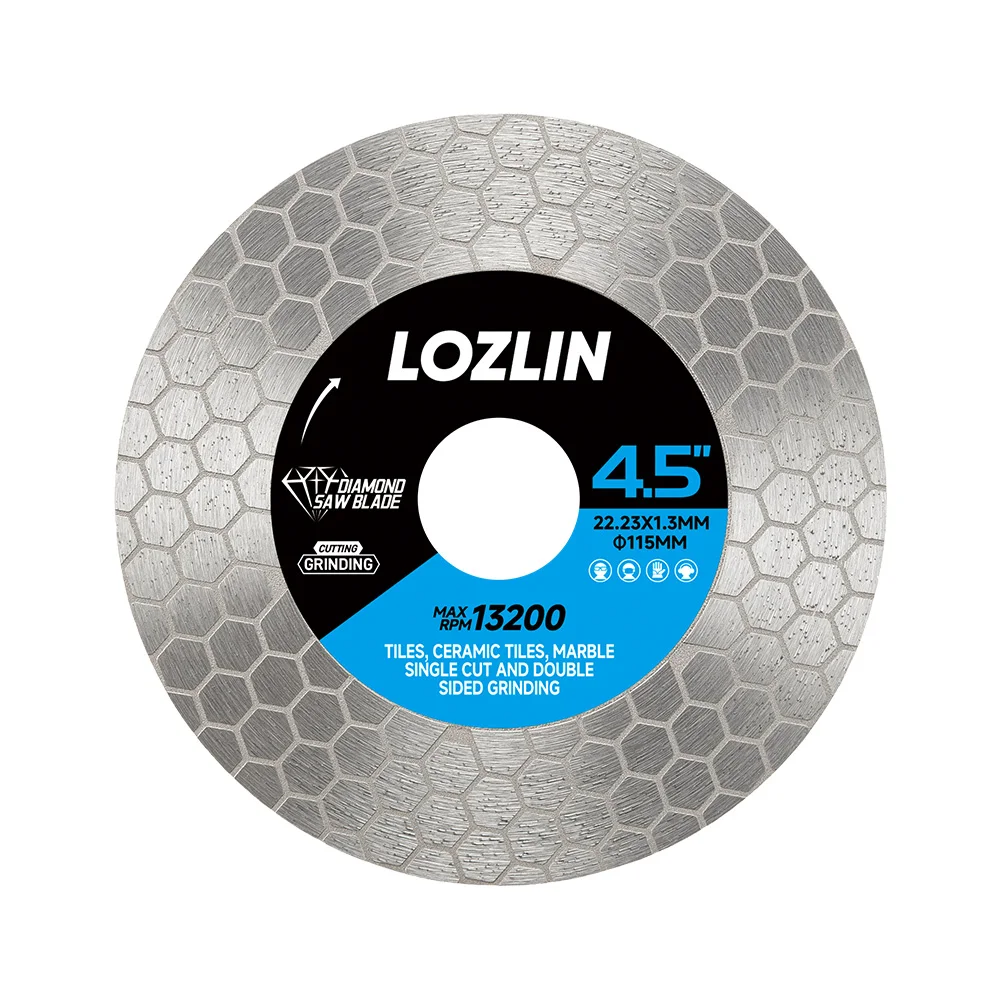 LOZLIN 115/125mm Diamant-Sägeblatt Schneid- und Schleifscheibe Doppelseitig Sechskant Granit Keramik Marmor Winkelschleifer Fliesenplatten-Schneidewerkzeug