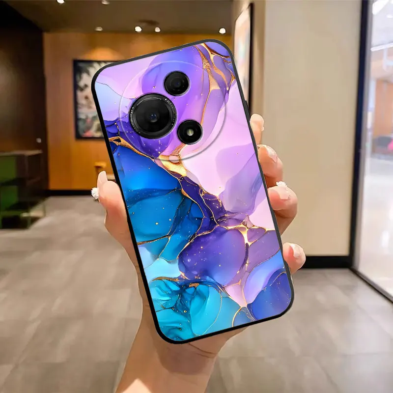 Soft Silicone Bumper Phone Case with Flower Butterfly Marble Design