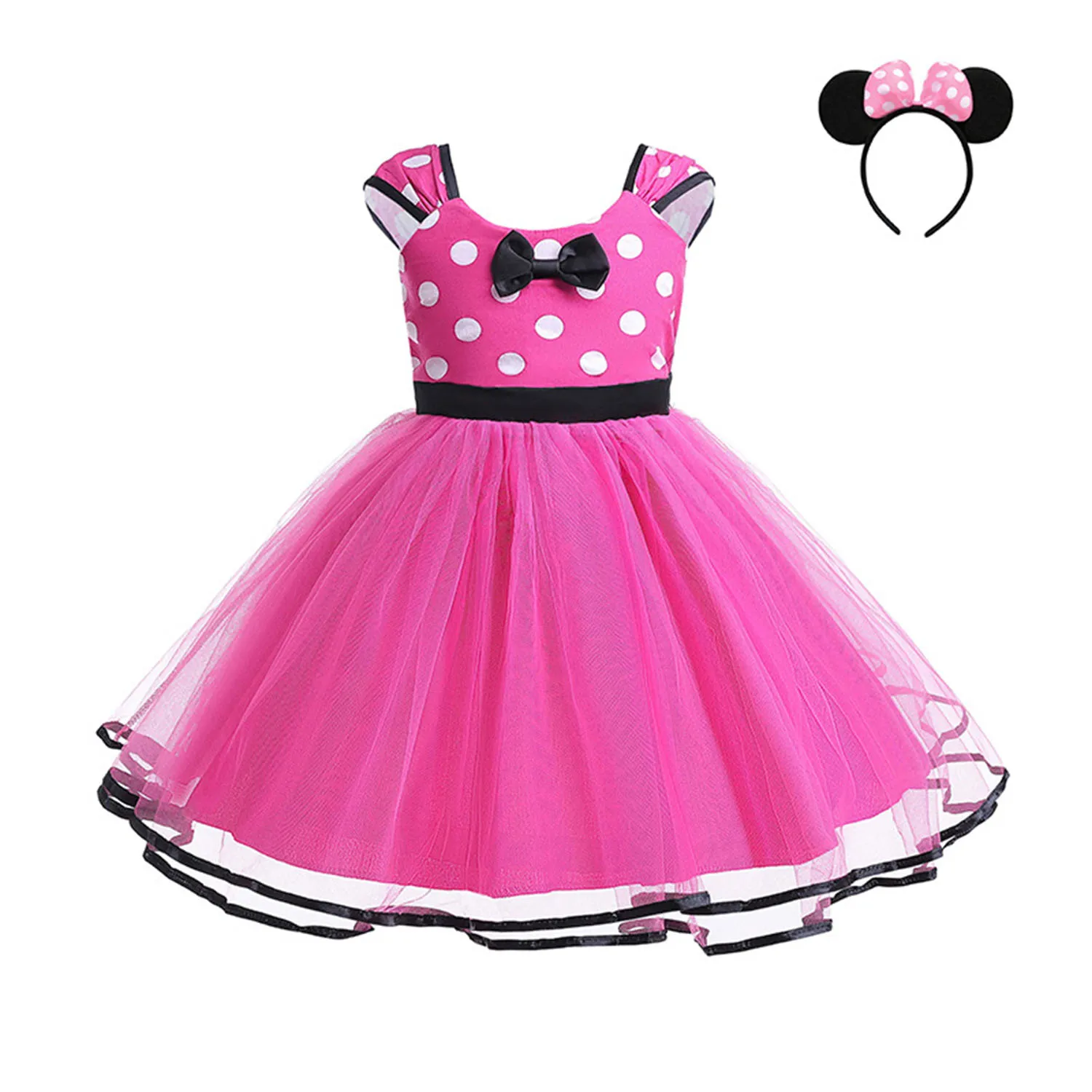 Toddler Little Girls Black-Red Polka Dot Mouse Cosplay Costume Girls Birthday Party Dress Holiday Dress 3475020 cosplay costume,kids girls dress