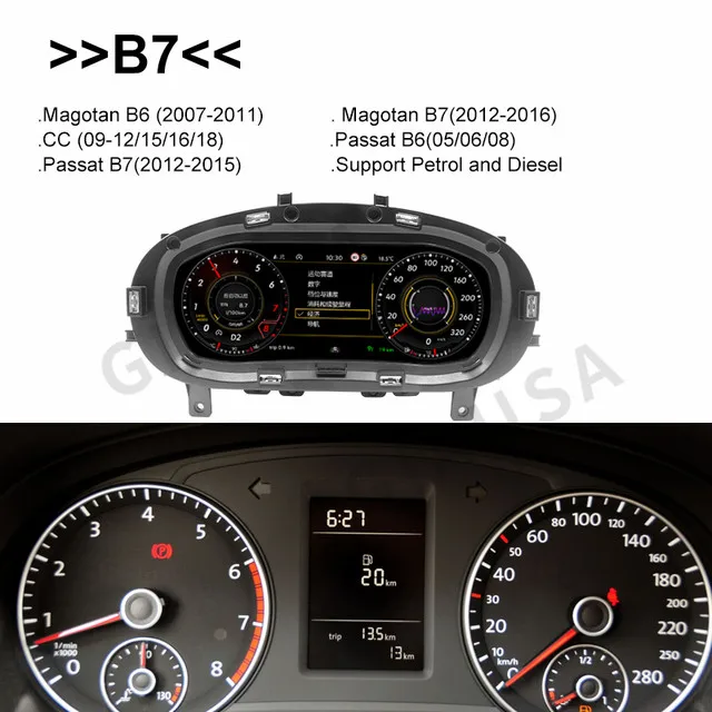 

Digital Dashboard Panel Virtual Instrument Cluster CockPit LCD Speedometer for VW Golf 7 Golf 7.5 MK7 GTI R-Line Passat B8 CC