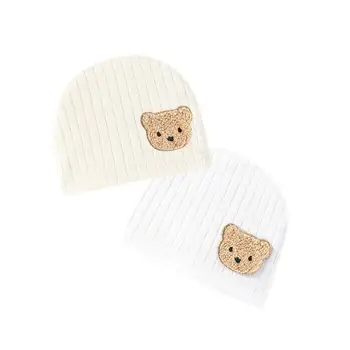 2Pcs Newborn Baby Hat  Soft Boy Girl Cartoon Bear Hat Spring and Autumn Models 0-3M 00% Cotton Fetal Hat Infant Accessories 1
