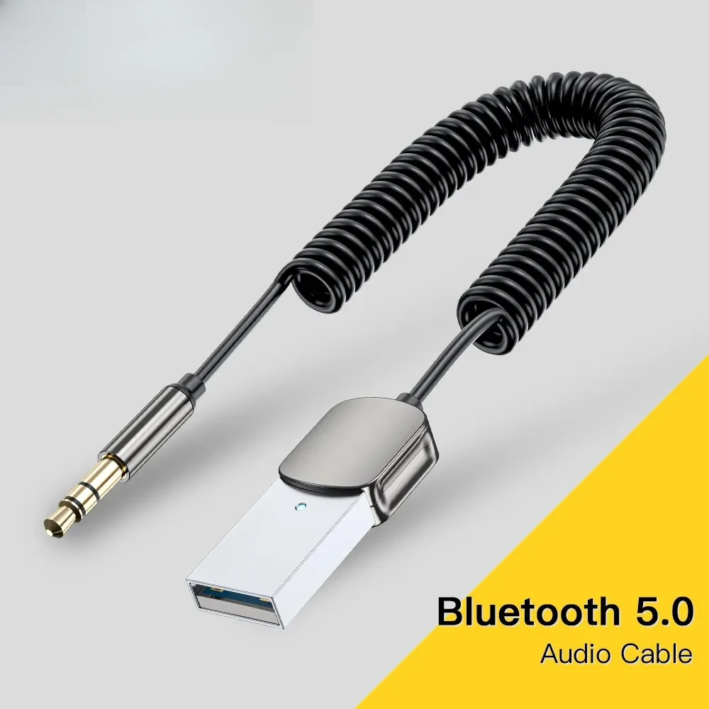 1Pcs Bluetooth Audio Receiver Dongle USB To 3.5mm Jack Car Audio Aux Bluetooth 5.0 Handsfree Kit For Car Receiver BT Transmit