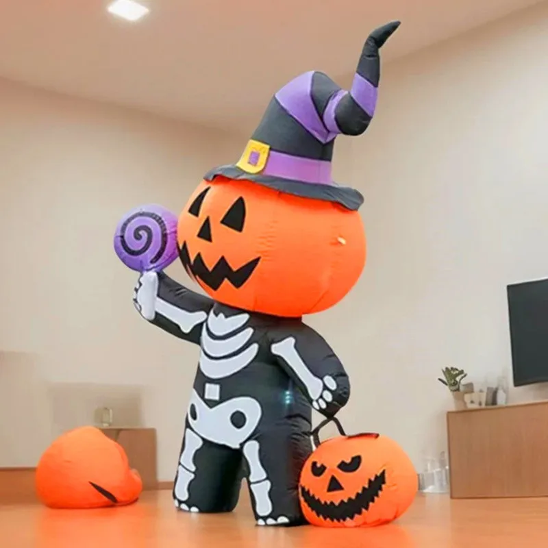 1.8M/6FT Halloween Inflatable Decoration Toy Giant Pumpkin Skull Ghost Outdoor Yard Garden With LED Lights
