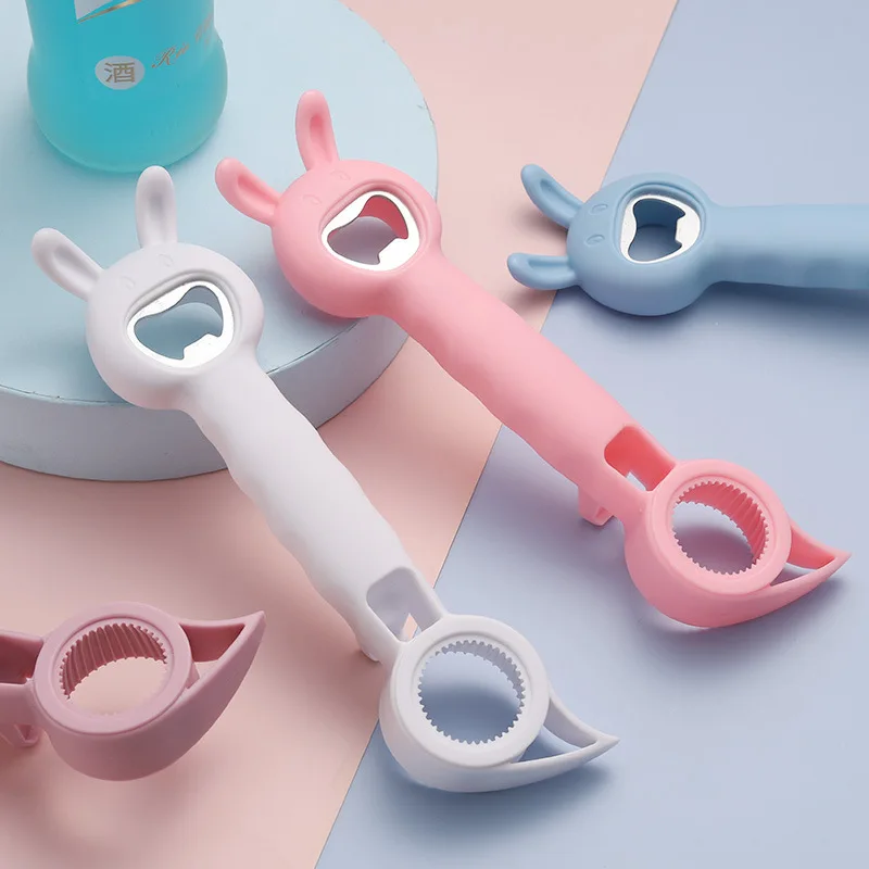 1PCS 4 In 1 Beer Bottle Opener Multi-purpose Beverage Jar Can Bottle Opener Plastic Corkscrew Dining Bar Gadgets Kitchen Tool bottle opener can opener kitchen tools multifunctional tool wine opener wine corkscrew