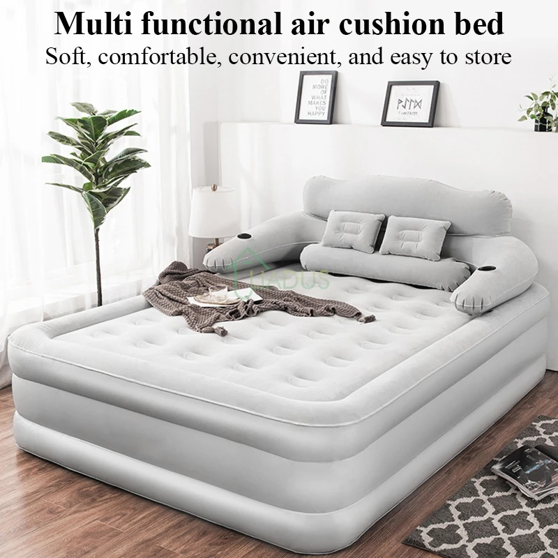 

Camping Inflatable Bed With Backrest Mattress Heightening Air Bed With Electric Air Pump Tent Travel Outdoor Bed 150*230*48cm