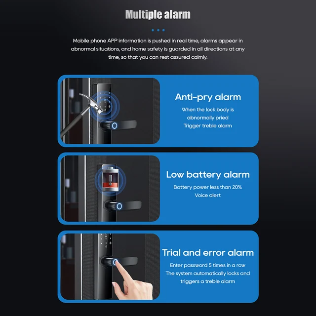 Keyless Entry Door Lock Fingerprint / IC Card / Password / Key Unlock Digital Electronic Lock Electric Door Knob for Front Door 5