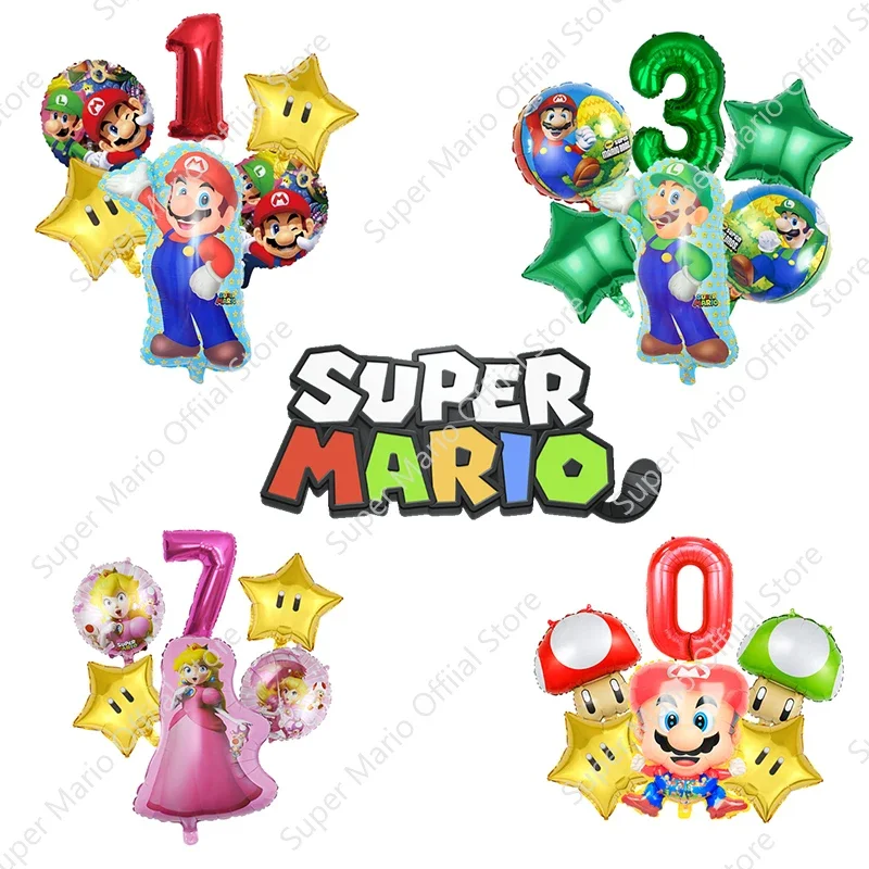 Super Mario Bros Foil Balloon Set Birthday Party Decoration Supplies Cartoon Anime Theme for Wedding Celebrate Christmas Gifts