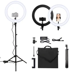 18inch LED Rings Light Dimmable Video Light with 2.0M Stand for Photography Video Recording Live Broadcast 60W Power