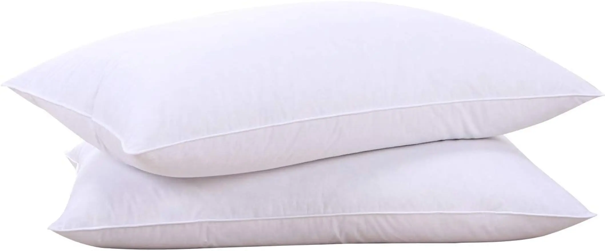 

Goose Feathers and Down White Pillows with 100% Soft Cotton Cover, Bed Sleeping Hotel Collection Pillows Set of 2 Queen Size