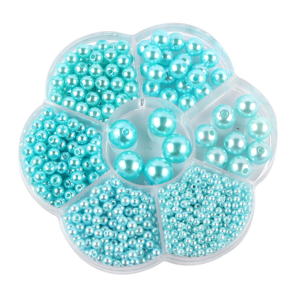 IYOE 1150 개/상자 3-12mm 믹스 크기 아크릴 비즈 보석 팔찌 목걸이 DIY 봉제 만들기위한 모조 진주 라운드 비즈