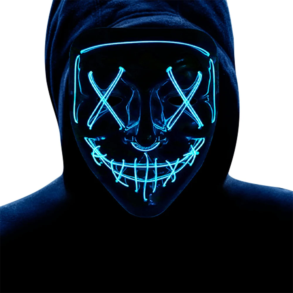 Halloween Mask Light Up, Hacker Purge Mask, Scary LED Mask for Cosplay Costumes Festival Carnival Party Gifts Kids Men Women