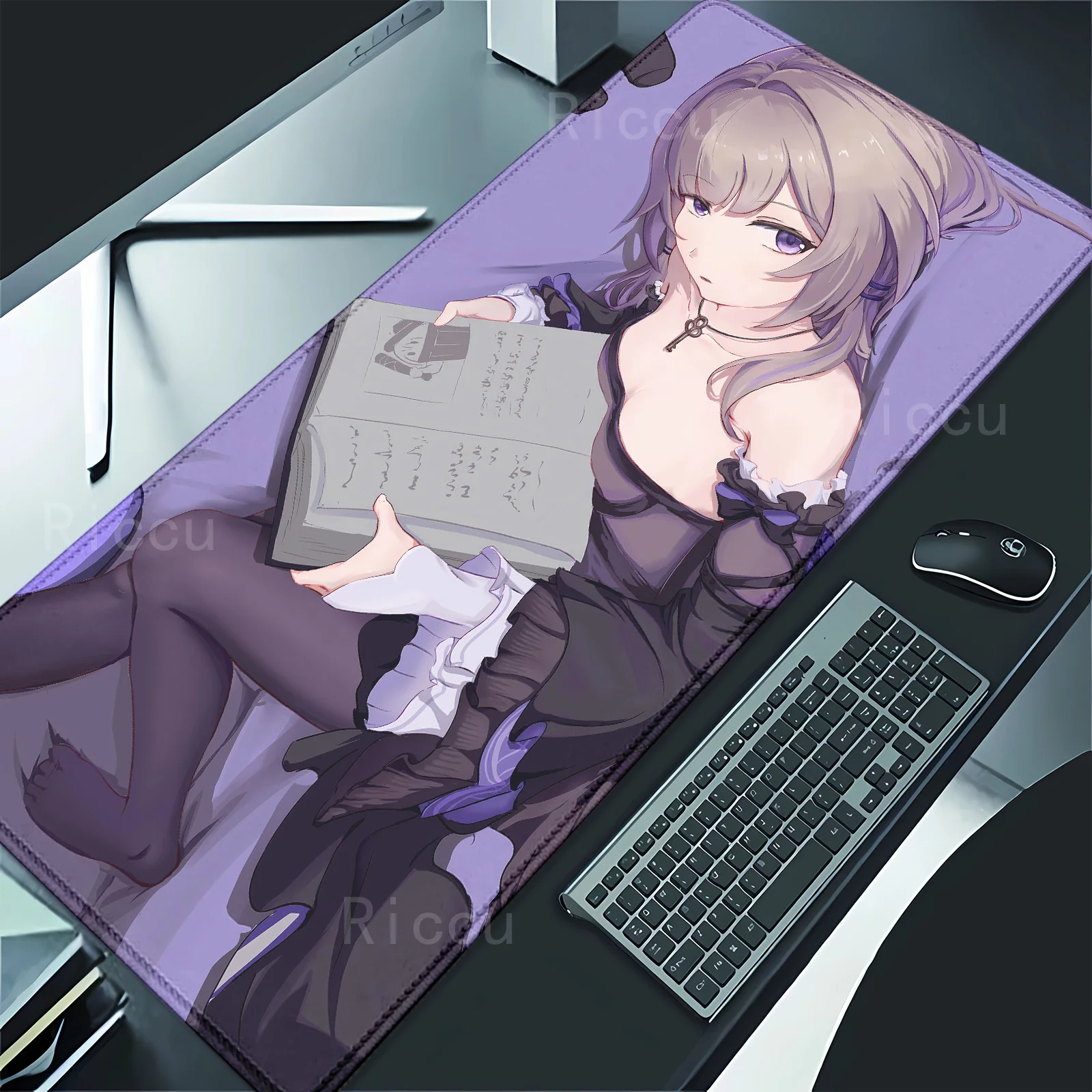 The Herta Honkai Star Rail teclado mouse pad Large Gaming mousepad Office Table Accessories Non-slip Mausepad overlock Desk Mat