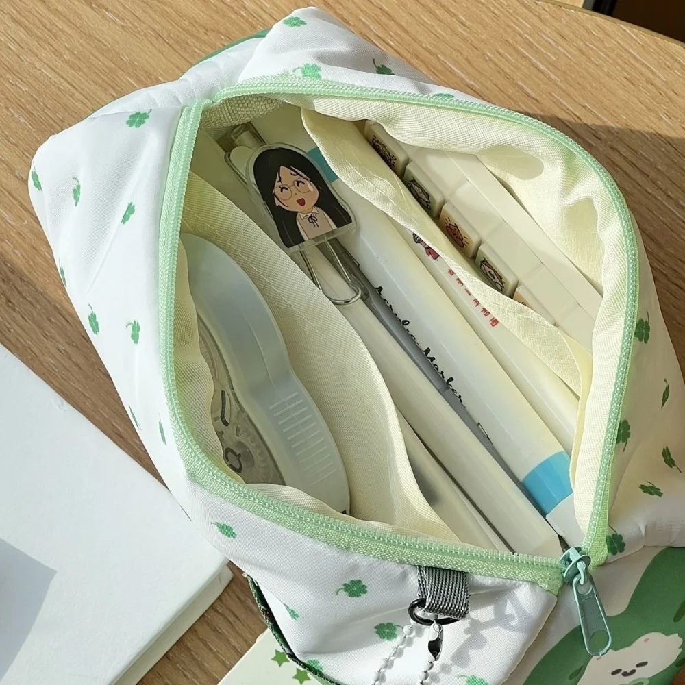 네잎 클로버 새끼 고양이 연필 케이스 대용량 귀여운 화장품 및 편지지 주최자 학교 사무실 여행 보관