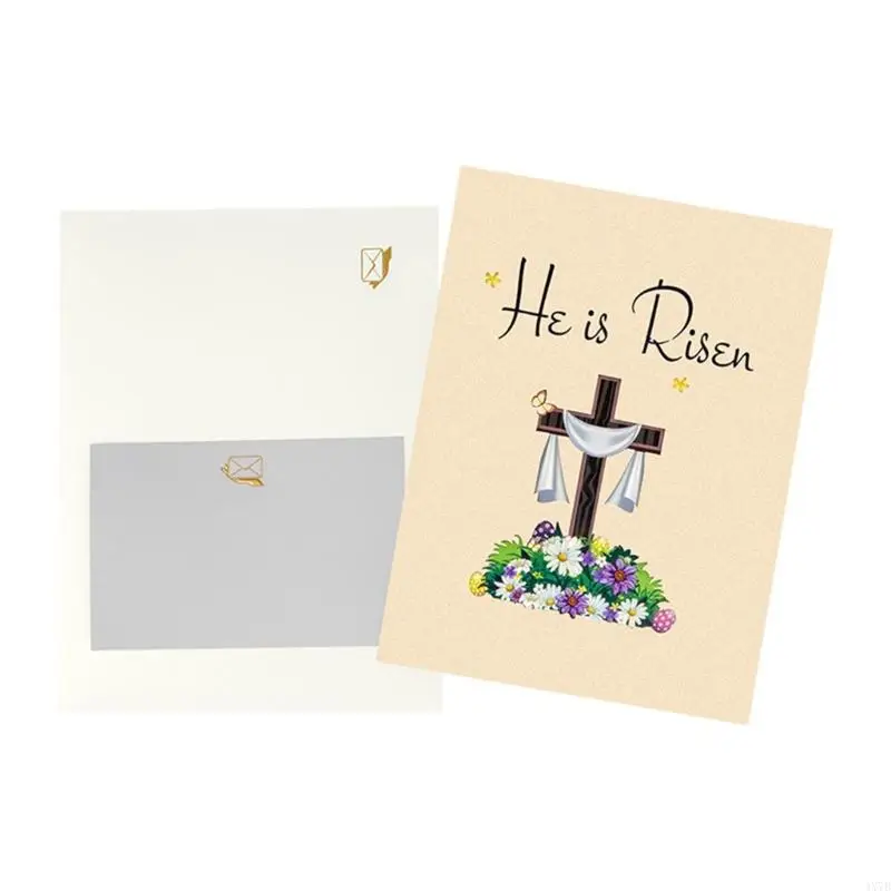 4X7B 3D Resurrection Festival Card with Envelope Greeting Card 6x8 Spring Holiday Greeting for Men Women Family Friend