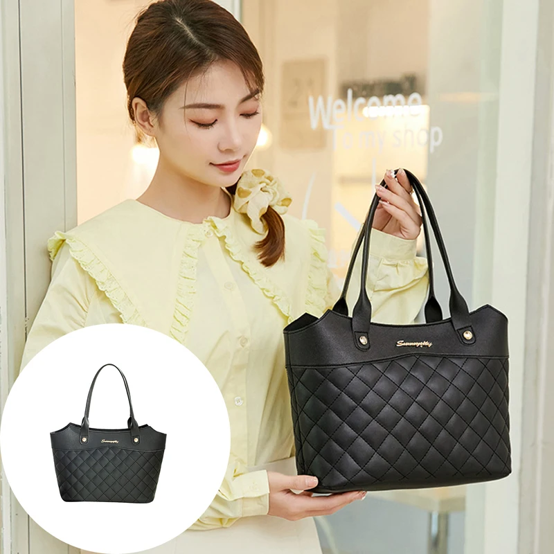 Women PU Leather Single Shoulder Crossbody Handbag Fashionable Diamond Jacquard Handbag Single Shoulder Bag Simple Shopping Bag women wallet crossbody bag