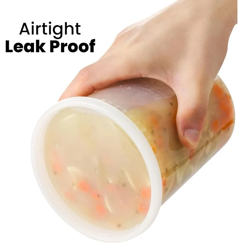 Plastic Deli Food Storage Containers Airtight Lids 8oz-32oz Freezer Storage Containers Meal Prep BPA Free 24pcs