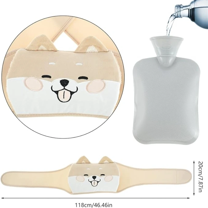 Hot Water Bottle Cartoon Hot Water Bottle with Waist Cover Wrap Around Warm Water Bag Belt Hand Warmer Pocket for Menstrual Cramps Pain Relief