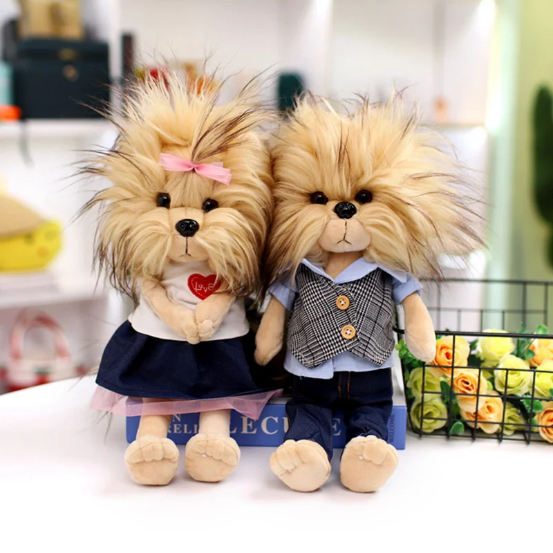 40cm Simulation Yorkshire Dog Plush Toy Cartoon Stuffed Animals Yorkshire with Clothes Plushies Doll Anime Soft Kids Toys Gifts