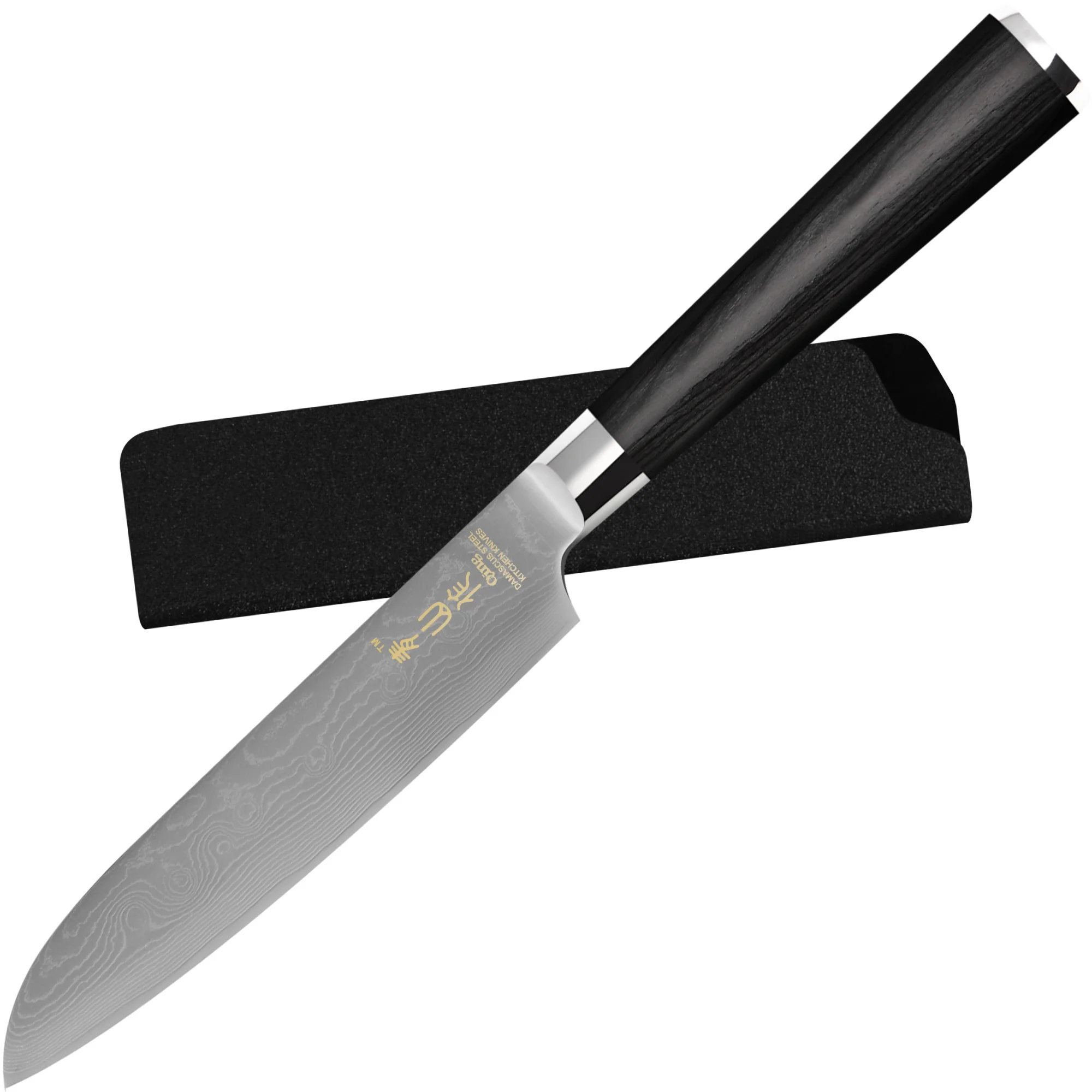 

5-дюймовый японский Высокоуглеродистый стальной поварской нож VG10 Santoku, кухонный нож с защитной окантовкой
