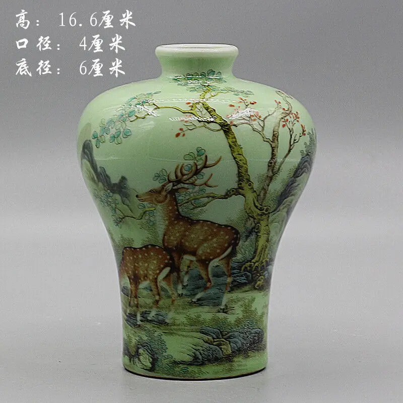 

Китайская семья Цин тунчжи-розовый фарфор-6,50 дюймов олень искусство для декоративного дисплея коллекционный подарок