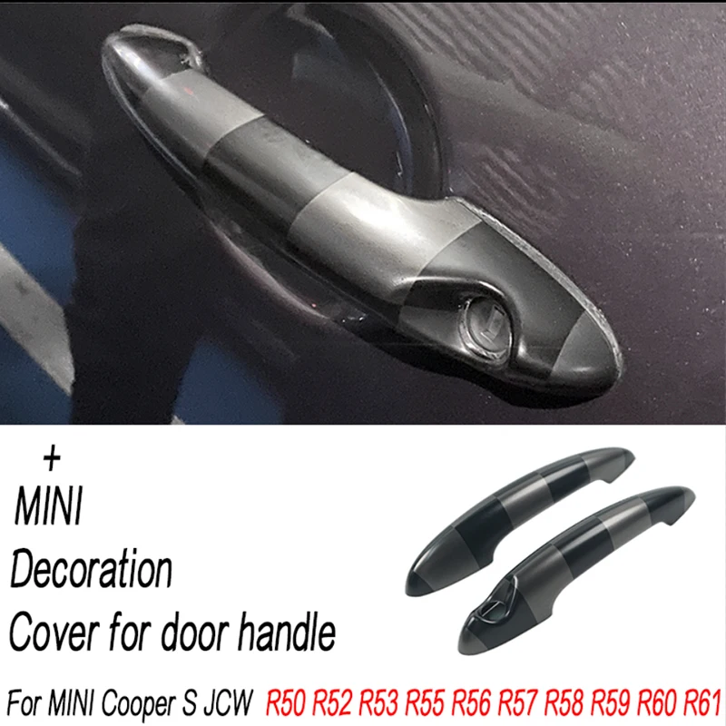 

Black Checker Car Door Handle Covers For M Coope r S R 50/52/53/55/56/57/58/59/60/61 Car Styling Accessories