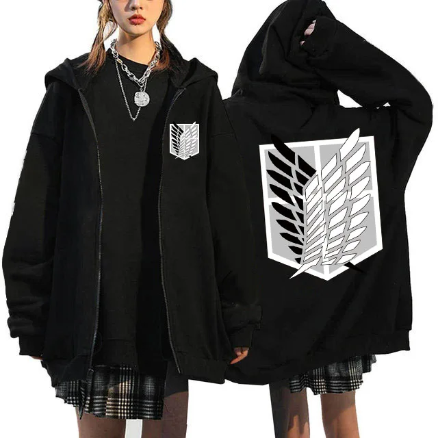 Anime Attack on Titan Final Season Zip Up Hoodie Shingeki No Kyojin Y2k Zippper Jackets Sweatshirts Eren Yeager Mange Streetwear