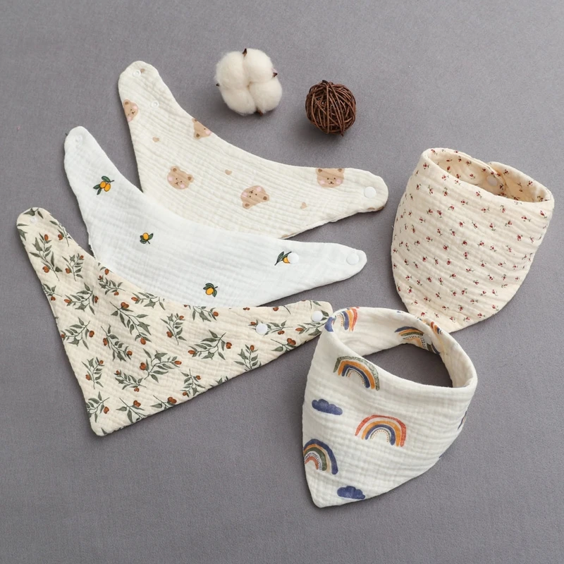 Baby Bibs Bandana Muslin Drooling Bib for Infant 0-1Year Baby Teething Soothe Towel High Absorbent Stylish Floral Bib Dropship 4