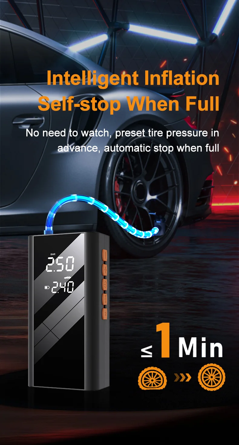 4 In 1 150 PSI Luftkompressor 1200 A Starthilfe Power Bank Reifenpumpe Tragbares Ladegerät Auto Booster Startgerät – Detail 8