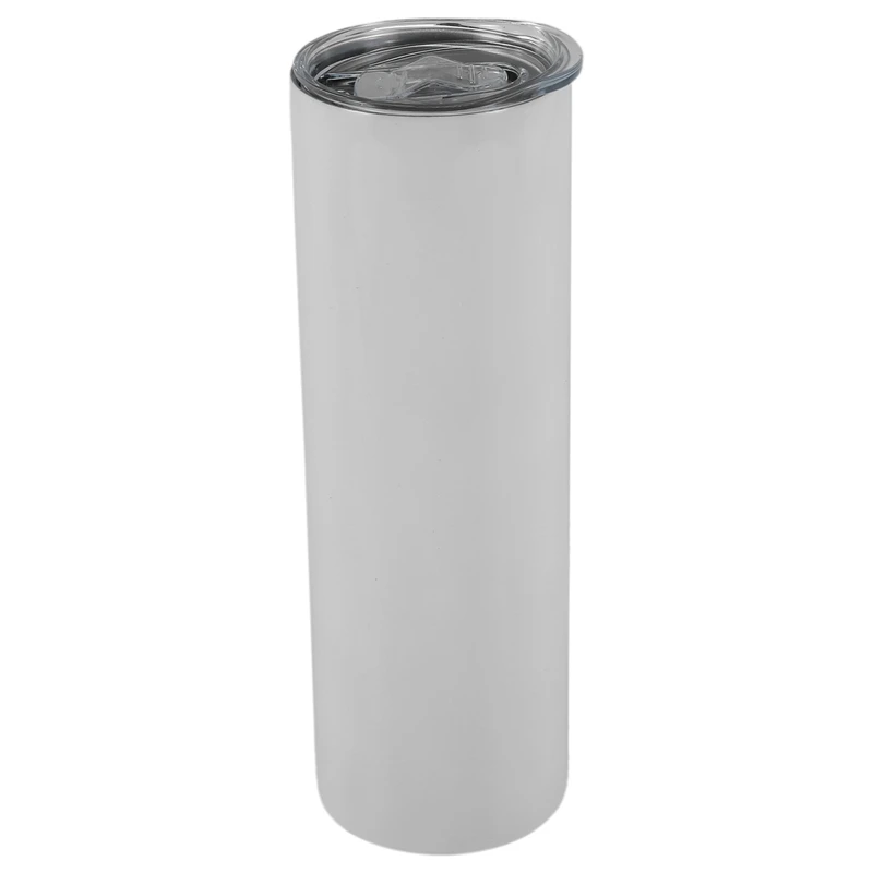 

30 Oz Skinny Stainless Steel Tumbler,Double Wall Slim Insulated Tumbler With Lid, Skinny Cups With Straw, White