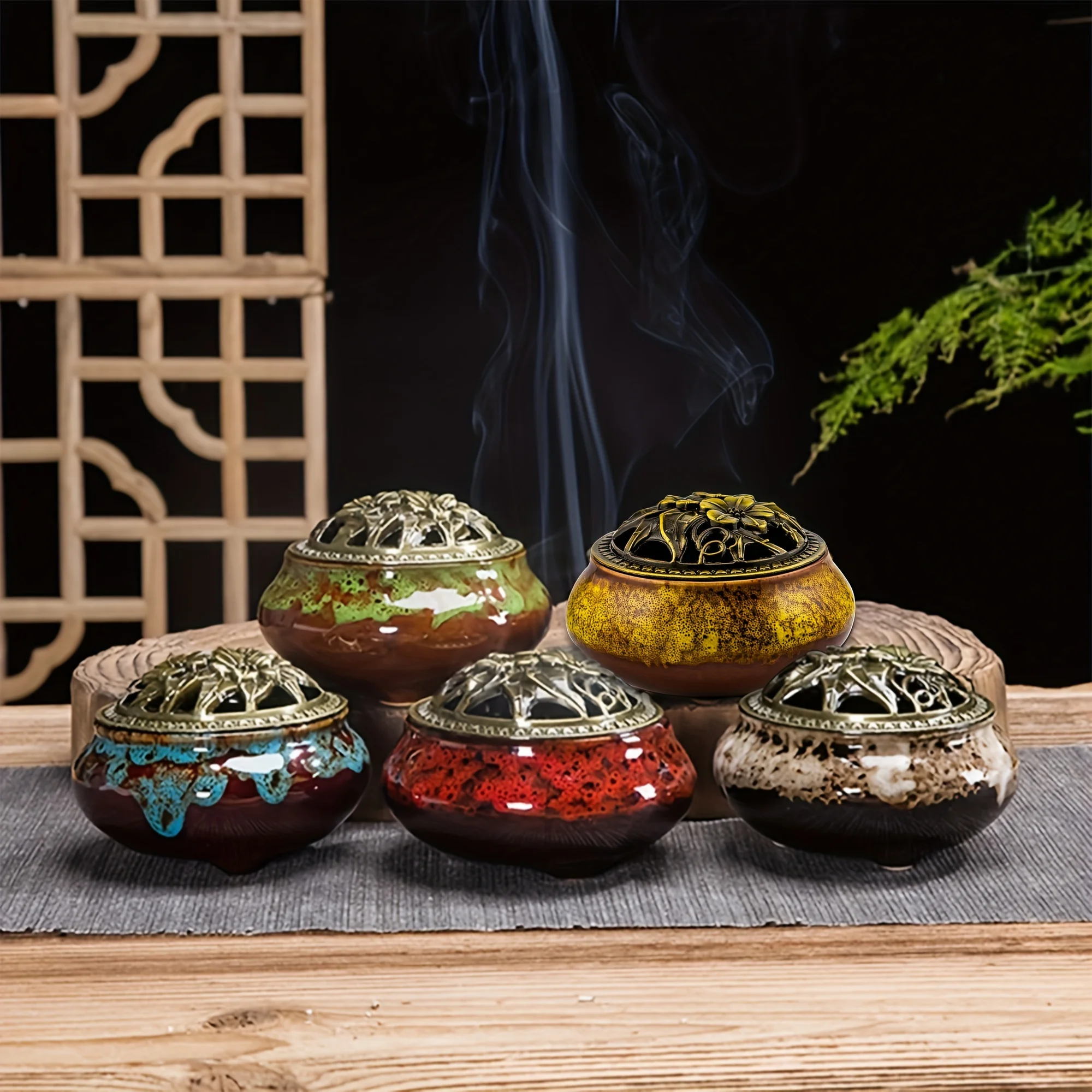 

1pc, Incense Burner Ceramic Incense Burner Home Decoration Incense Holder For Sticks Or Cone, Coil Incense Burner For Charcoal D
