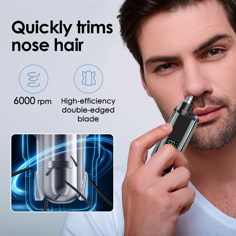Electric Nose Hair Trimmer For Men Digital Display Rechargeable Shaver Man Woman Ear and Nose Hair Trimmer Razor Waterproof