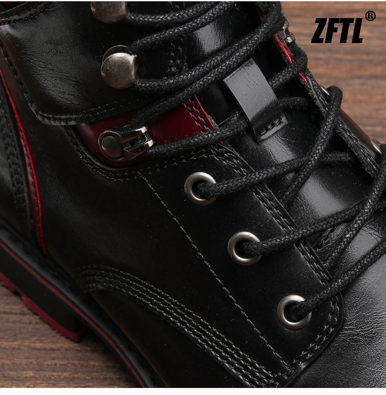 ZFTL Men's boots British style single boots autumn new shiny leather boots Basic boots Men Black Ankle Boots Retro Casual Bots