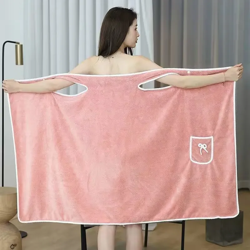 

140x80cm Bath Towels Coral Fleece Women's Bath Skirt Absorbent Sling Bath Skirt Shower Bathroom Towel