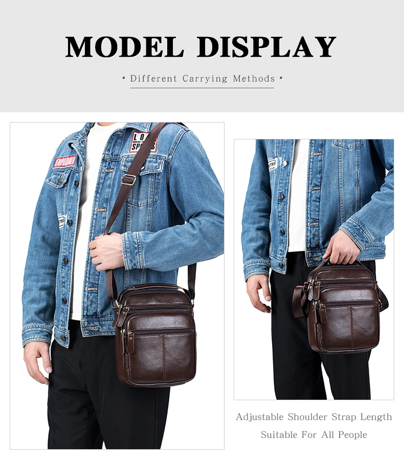 SCHLATUM Echtes Leder Umhängetasche Kleine Männer Messenger Pack Handtasche Sling Umhängetasche Mann Geldbörse für Business – Detail 2