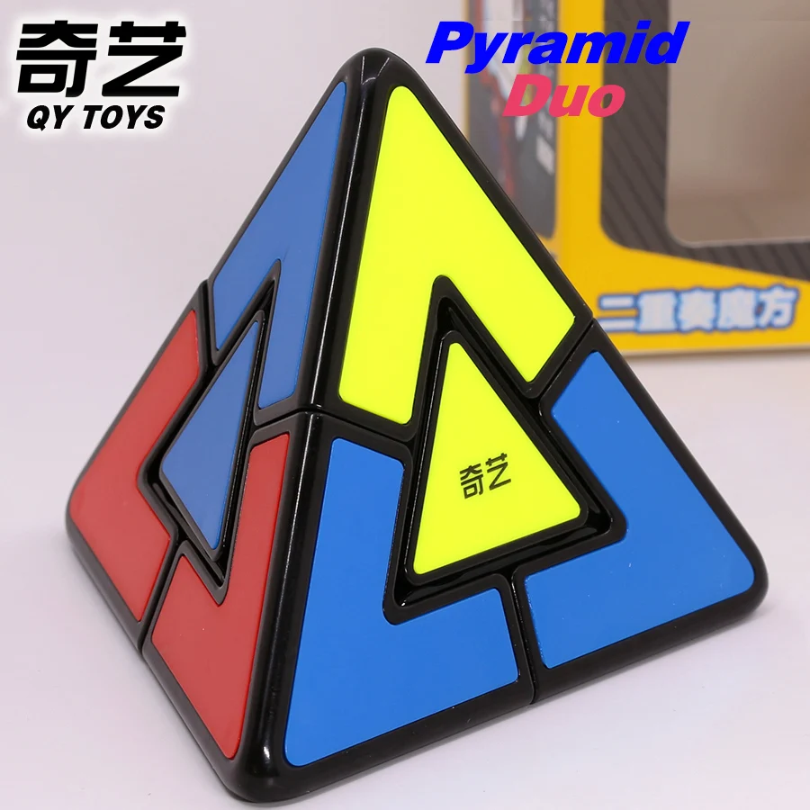

QiYi Tiles Pyramid Duo Pyramorphix 2x2 Triangle Tower Cubes Magico Cubo Tetrahedron Double Professional Figet Game QY Twist Gift