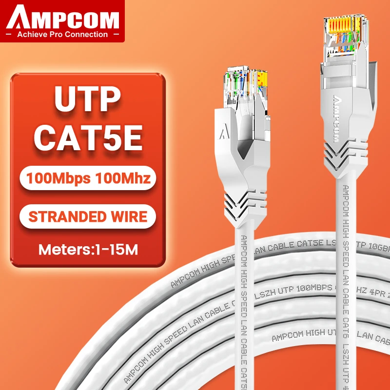 AMPCOM Cable Ethernet RJ45 Cable Lan UTP CAT 5e RJ 45, Cable de red, Cable de parche para computadoras de escritorio, computadora portátil, módem, enrutador| | - AliExpress