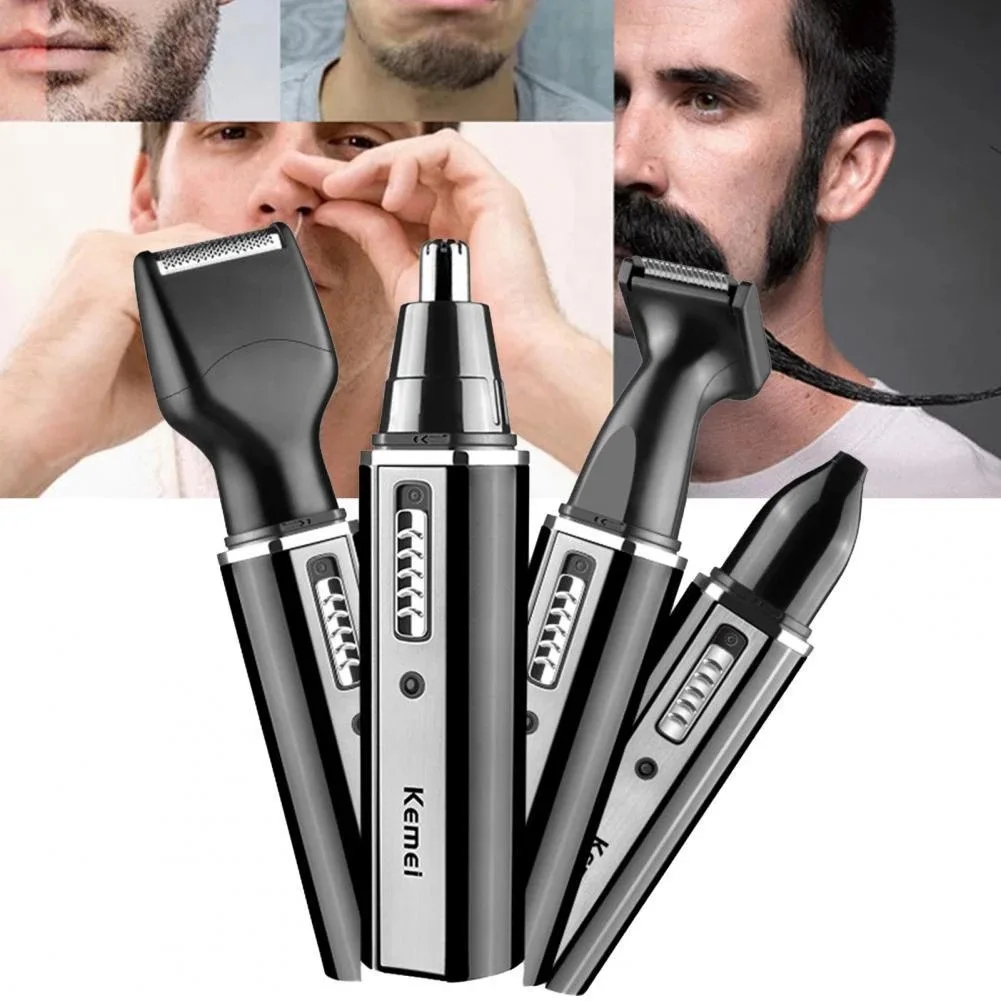 

4 in 1 Rechargeable Men Electric Nose Ear Hair Trimmer Painless Women Trimming Sideburns Eyebrows Beard Hair Clipper Cut Shaver